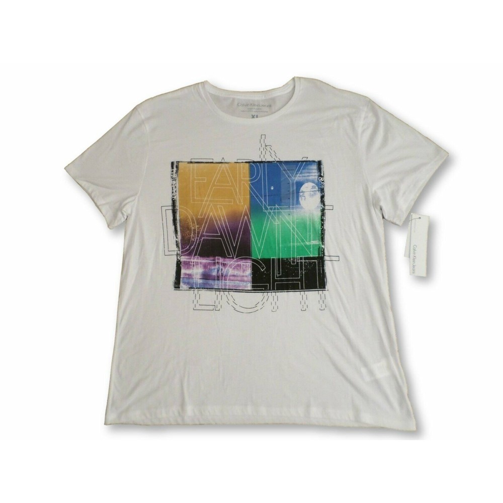 CALVIN KLEIN T-SHIRT MENS SIZE XL SHORT SLEEVES WHITE COLOR NEW WITH TAGS